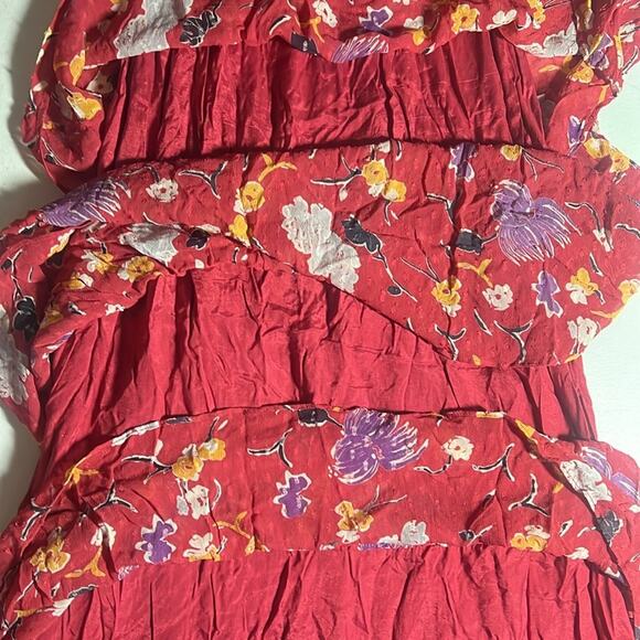 byTiMo Semi Couture Layered Ruffles Feminine Maxi Floral Red Womens‎ Size Medium - Picture 7 of 9